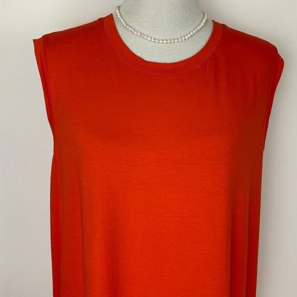 Eileen Fisher Orange Sleeveless Crewneck Shift Midi Dress Large - Picture 4 of 16